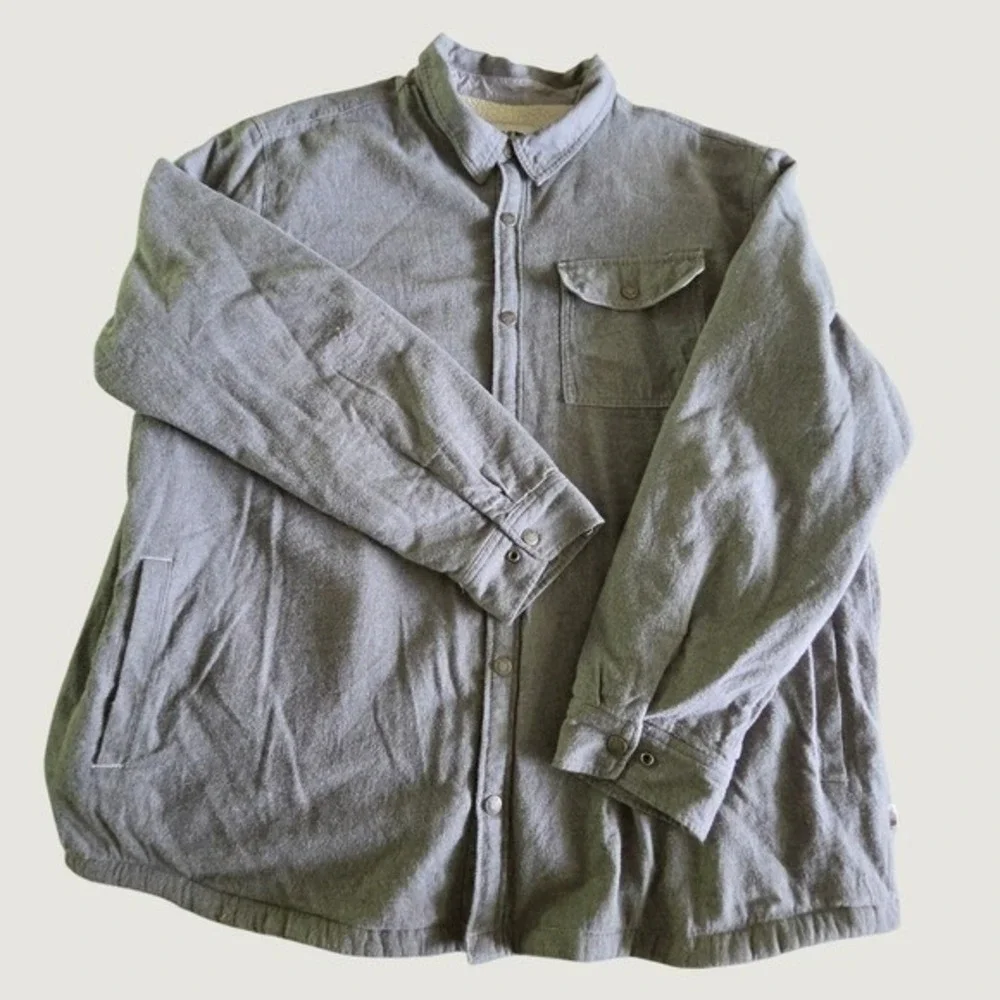 The North Face Mens‎ XXXL Grey Sherpa Lined Flannel Snap Front Shirt Jacket